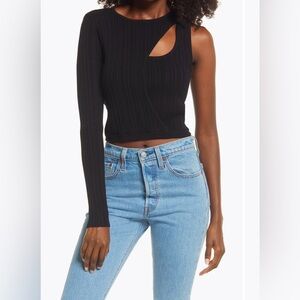 Open Edit Asymmetric Keyhole One Shoulder Sweater